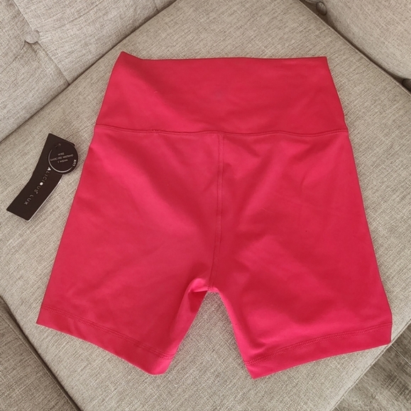High Waisted Yoga Shorts - Bright Pink - Picture 2 of 5